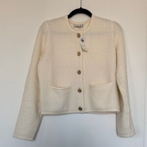 Abercrombie & Fitch | Medium | Womens Cream Cardigan Button Down Gold Cozy NEW